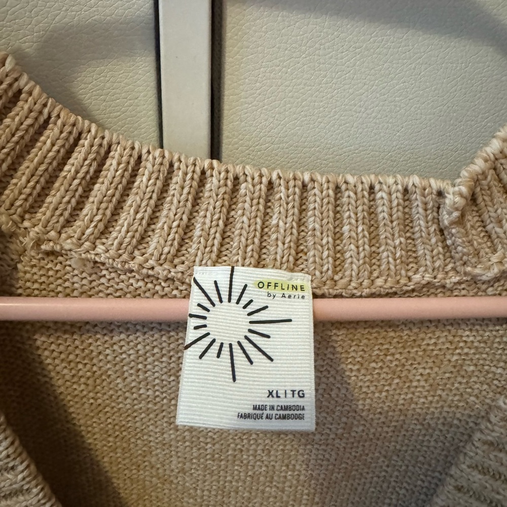 Aerie Tan Cowl Neck Sweater